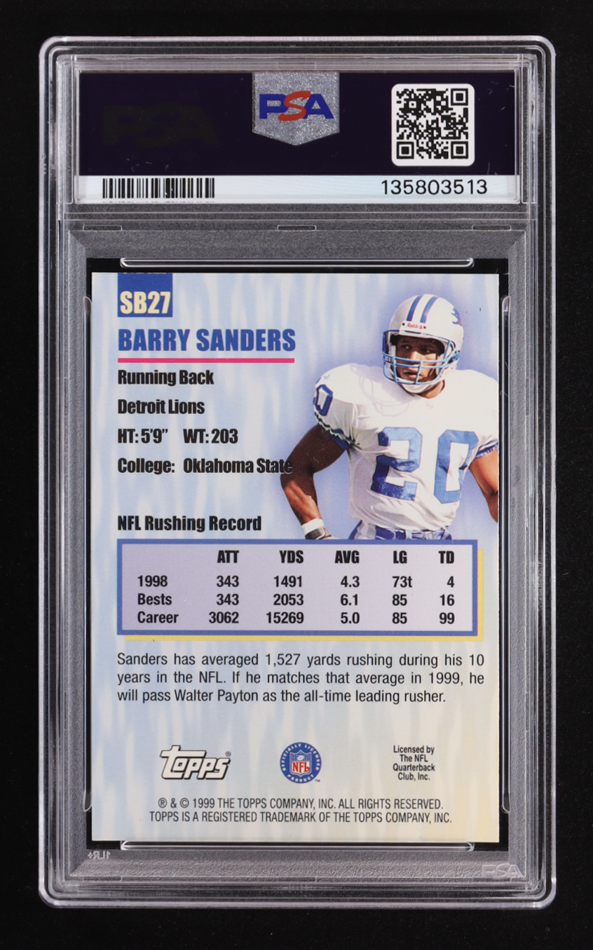 Barry Sanders 1999 Topps Season's Best #SB27 (PSA 9) at PristineAuction.com Barry Sanders 1999 Topps Season's Best #SB27 (PSA 9) at PristineAuction.com
