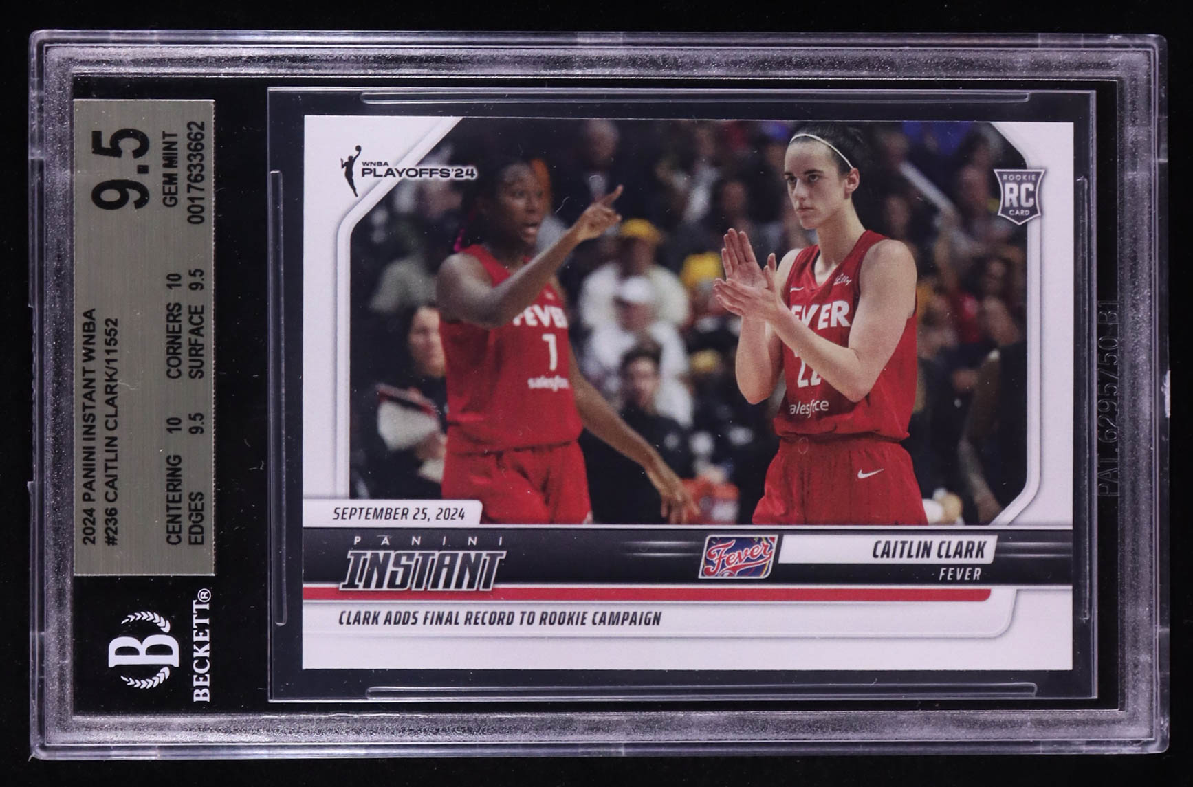 Caitlin Clark 2024 Panini Instant WNBA #236 11552 RC (BGS 9.5) at PristineAuction.com Caitlin Clark 2024 Panini Instant WNBA #236 11552 RC (BGS 9.5) at PristineAuction.com