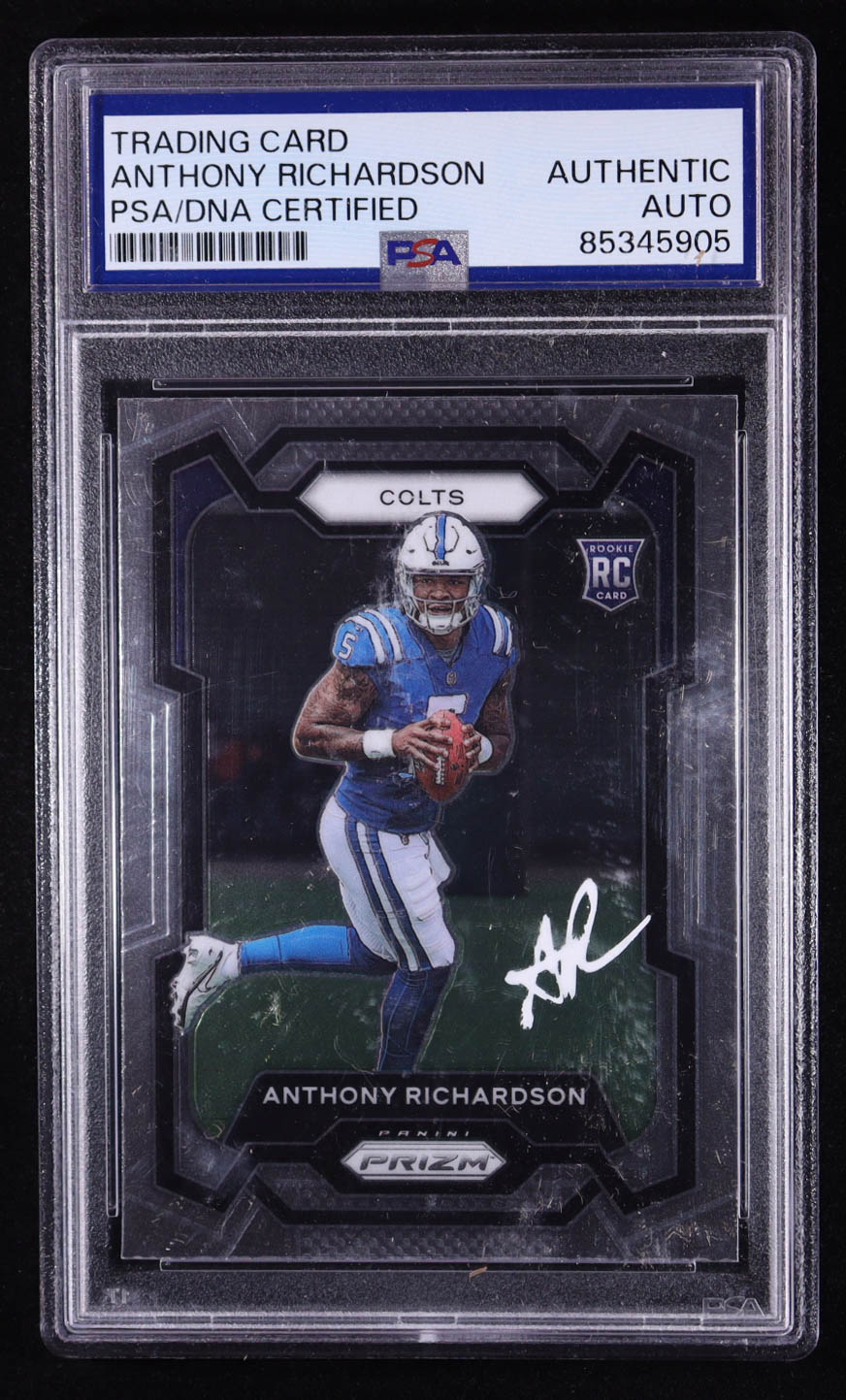 Anthony Richardson Signed 2023 Panini Prizm #343 RC (PSA Encapsulated) at PristineAuction.com Anthony Richardson Signed 2023 Panini Prizm #343 RC (PSA Encapsulated) at PristineAuction.com