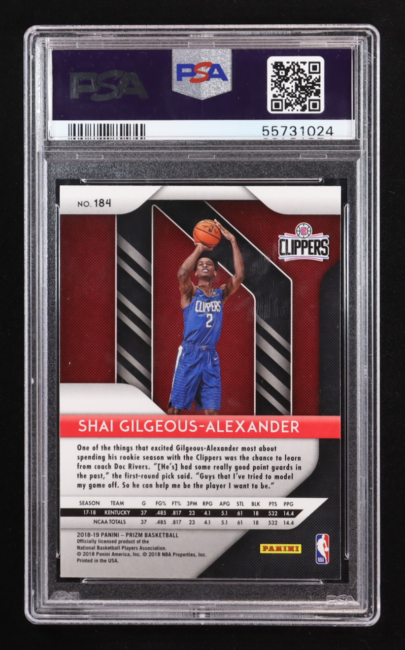 Shai Gilgeous-Alexander 2018-19 Panini Prizm #184 RC (PSA 9) at PristineAuction.com Shai Gilgeous-Alexander 2018-19 Panini Prizm #184 RC (PSA 9) at PristineAuction.com