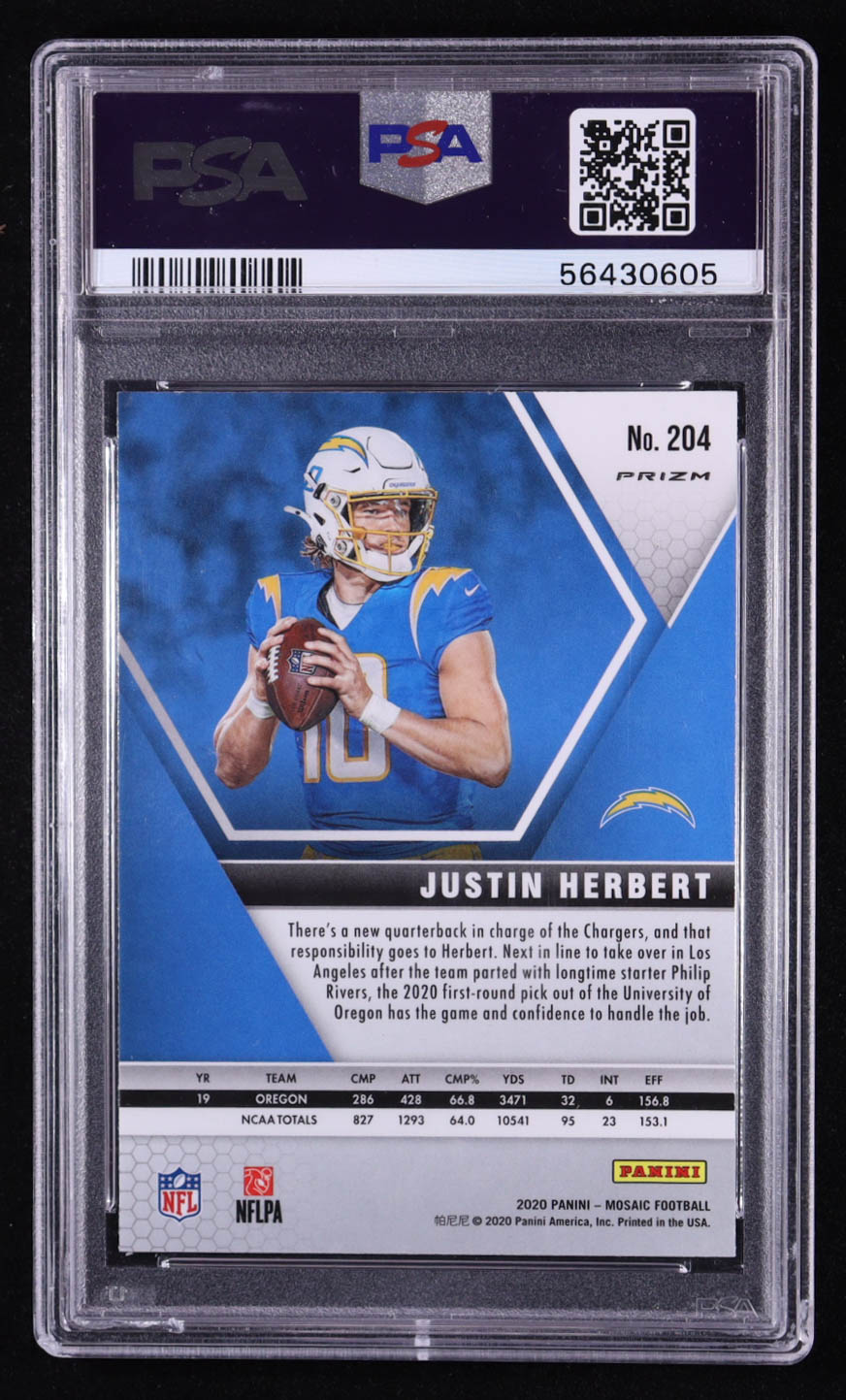 Justin Herbert 2020 Panini Mosaic Mosaic Reactive Orange #204 RC (PSA 10) at PristineAuction.com Justin Herbert 2020 Panini Mosaic Mosaic Reactive Orange #204 RC (PSA 10) at PristineAuction.com