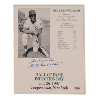 Billy Williams Signed 8x10 Baseball Hall of Fame Induction Day Stat Card Inscribed "Best Wishes" (PSA) at PristineAuction.com