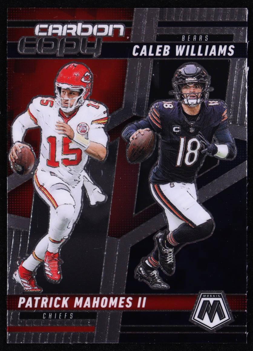 Caleb Williams / Patrick Mahomes II 2025 Panini Mosaic Carbon Copy #10 at PristineAuction.com Caleb Williams / Patrick Mahomes II 2025 Panini Mosaic Carbon Copy #10 at PristineAuction.com