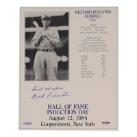 Rick Ferrell Signed 8x10 LE Baseball Hall of Fame Induction Day Stat Card Inscribed "Best Wishes" (PSA) at PristineAuction.com