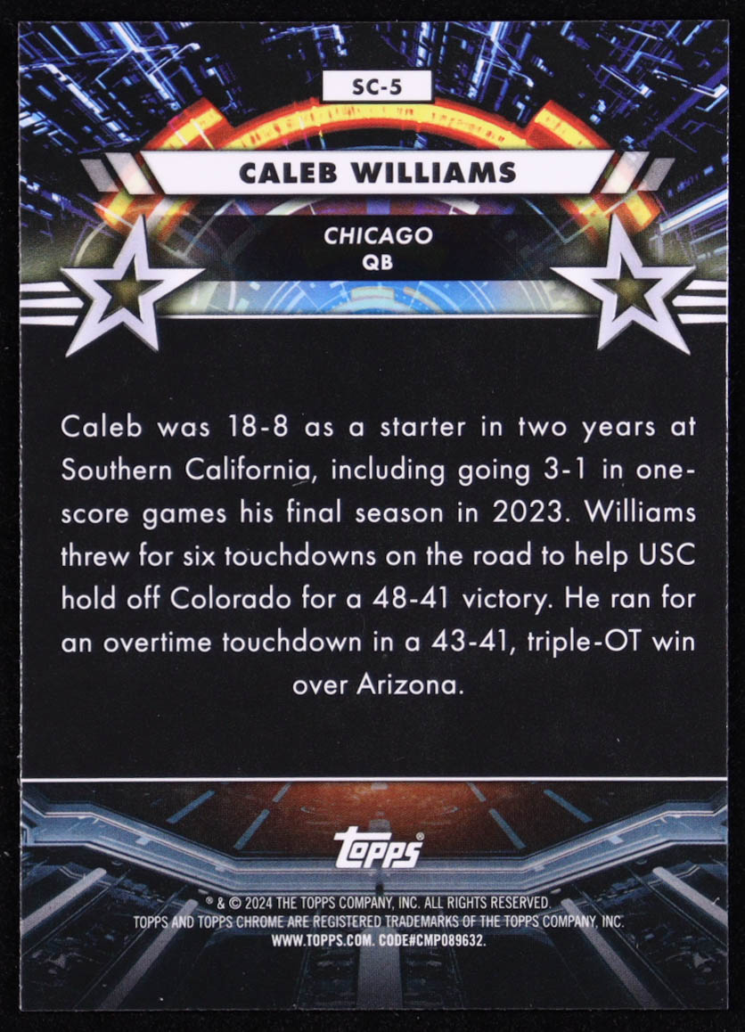 Caleb Williams 2024 Topps Cosmic Chrome Star Command #SC5 RC at PristineAuction.com Caleb Williams 2024 Topps Cosmic Chrome Star Command #SC5 RC at PristineAuction.com