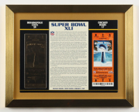 Super Bowl XLI Commemorative Score Card with 23KT Gold Ticket Framed Display at PristineAuction.com