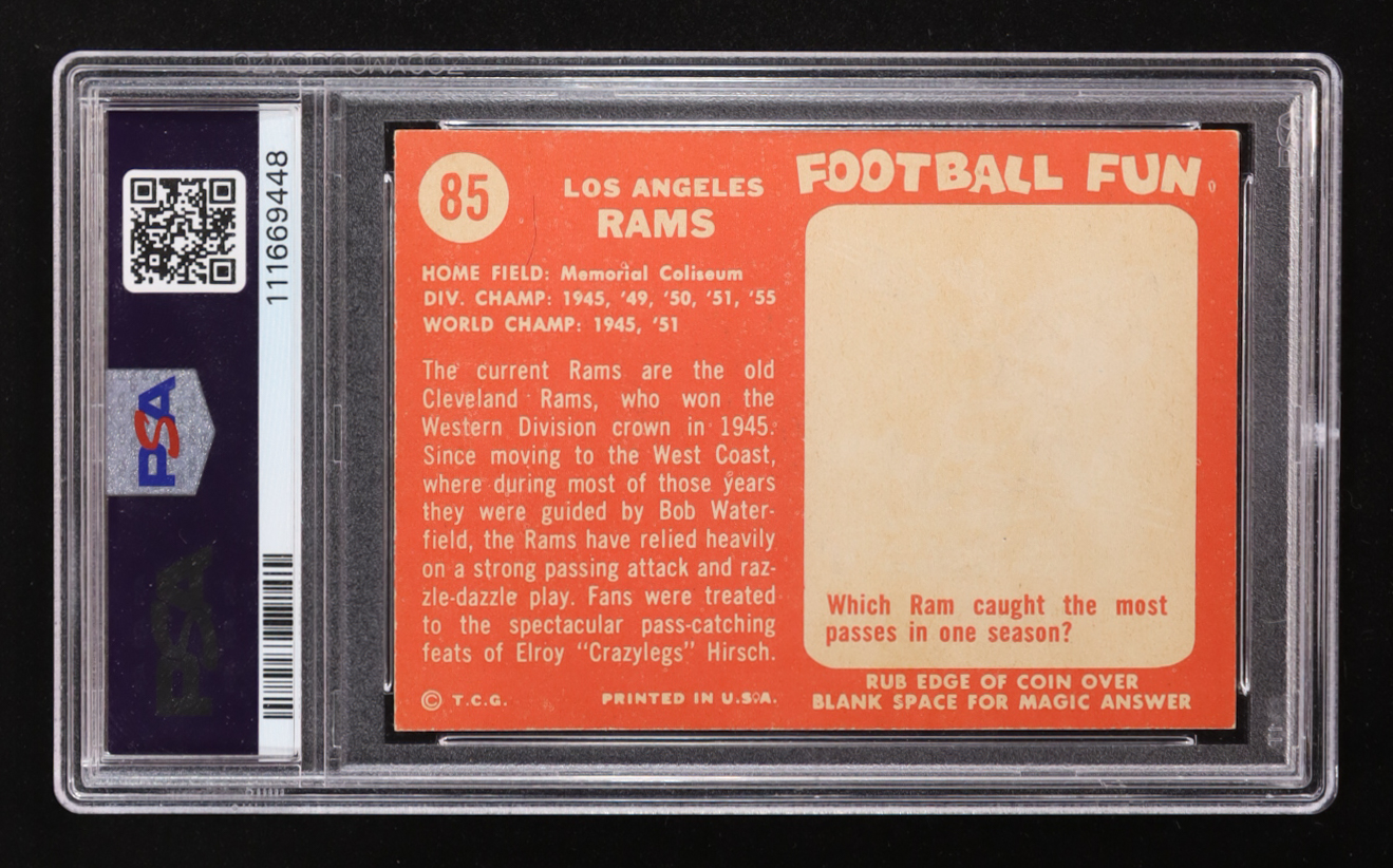 Los Angeles Rams 1958 Topps #85 (PSA 7) at PristineAuction.com Los Angeles Rams 1958 Topps #85 (PSA 7) at PristineAuction.com