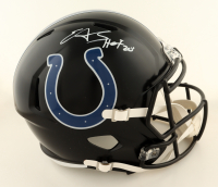 Edgerrin James Signed Colts Full-Size Speed Helmet Inscribed "HOF 20" (Beckett) at PristineAuction.com