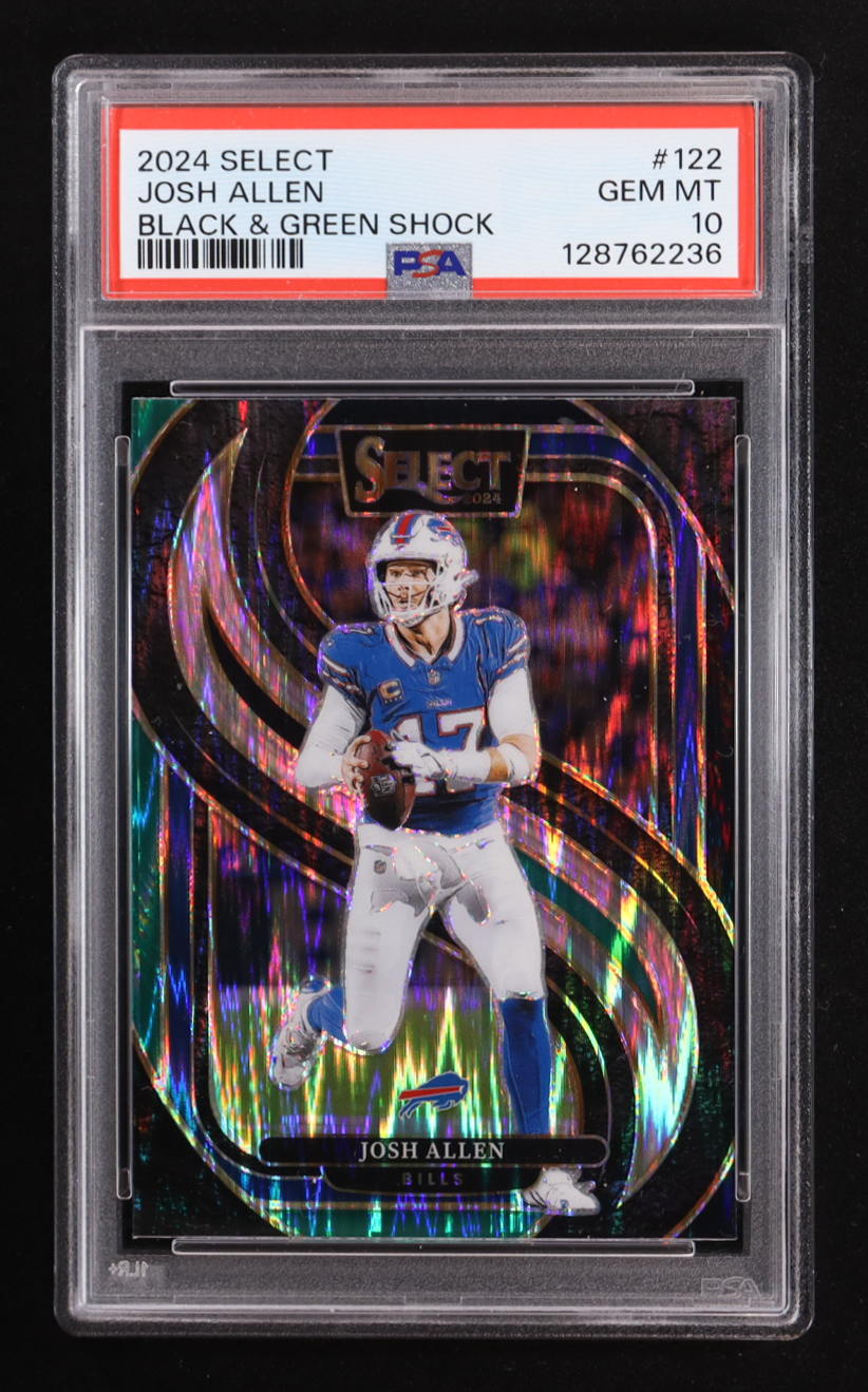 Josh Allen 2024 Select Prizm Black and Green Shock #122 (PSA 10) at PristineAuction.com Josh Allen 2024 Select Prizm Black and Green Shock #122 (PSA 10) at PristineAuction.com