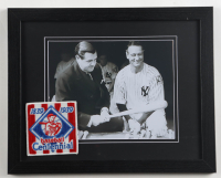 "Babe Ruth & Lou Gehrig in Yankees Dugout" Custom Framed Photo Display with 1938 Centennial Patch at PristineAuction.com