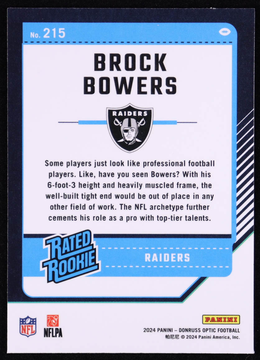 Brock Bowers 2024 Donruss Optic #215 RR RC at PristineAuction.com Brock Bowers 2024 Donruss Optic #215 RR RC at PristineAuction.com
