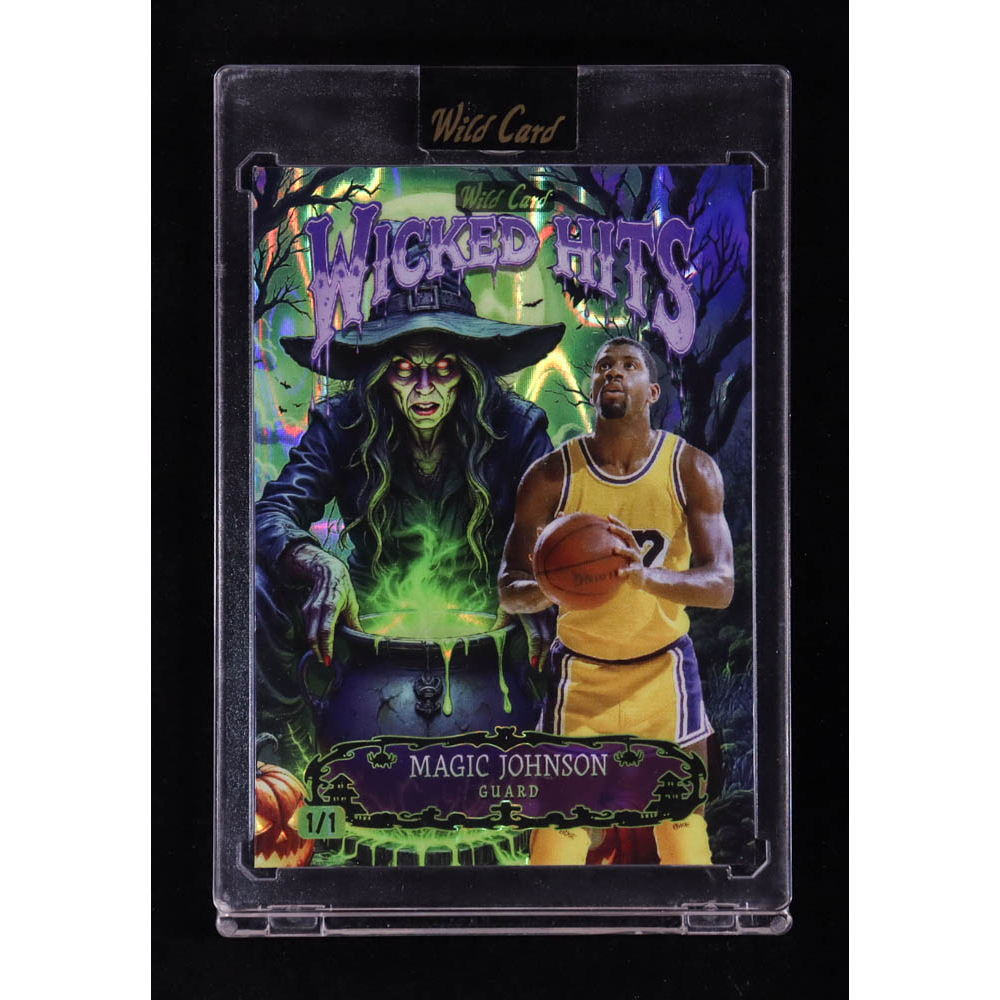 Magic Johnson 2025 Wild Card Haunted Hits Monster Hunt Wicked Hits Lava #B1HBWH-MJ #1/1 at PristineAuction.com