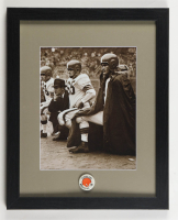 "Coach Paul Brown on the Cleveland Browns Sideline" Custom Framed Photo Display with Vintage Browns Pin at PristineAuction.com