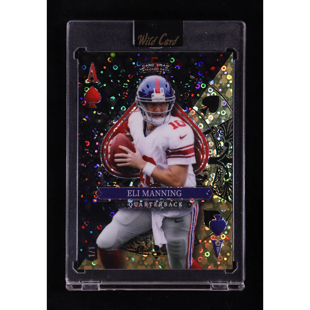 Eli Manning 2024 Wild Card 5 Card Draw Stacked Deck Ace Of Spades Black Gold Donut Circles #SDJS-EMN #1/1 at PristineAuction.com