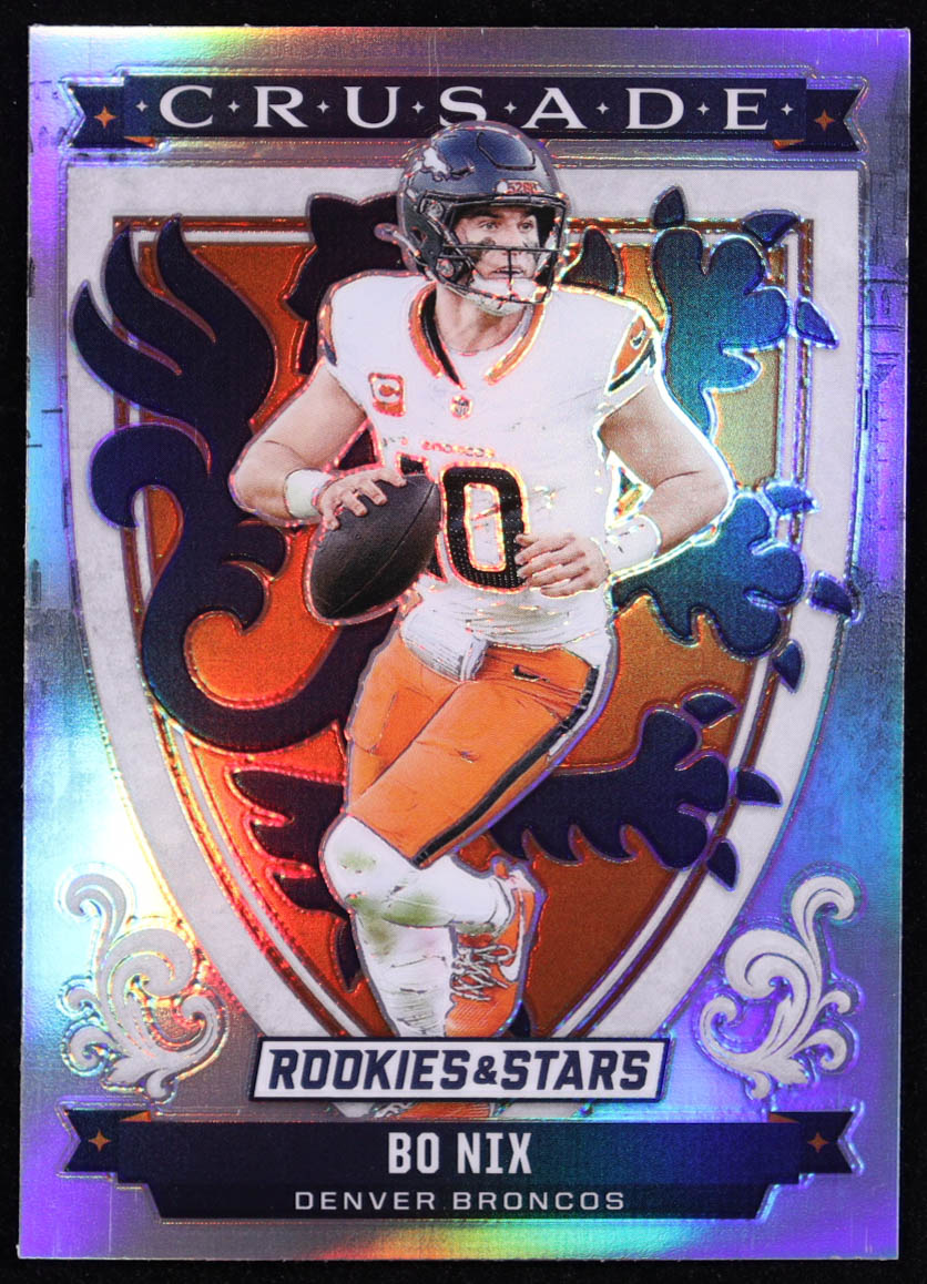 Bo Nix 2025 Panini Rookies & Stars Crusade Silver #28 at PristineAuction.com Bo Nix 2025 Panini Rookies & Stars Crusade Silver #28 at PristineAuction.com