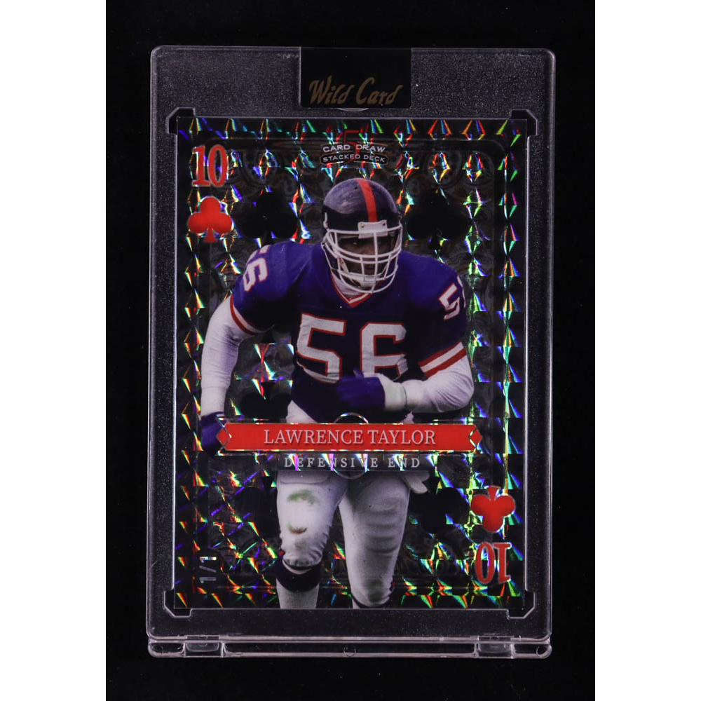 Lawrence Taylor 2025 Wild Card 5 Card Draw Stacked Deck Ten Of Clubs Black Mosaic #SDPC-LTN #1/1 at PristineAuction.com