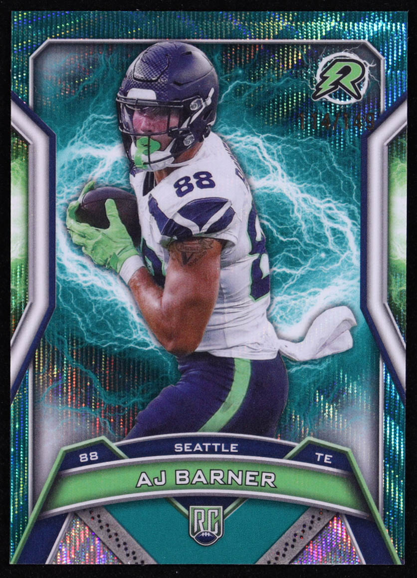 AJ Barner 2024 Topps Resurgence Teal Surge #185 #114/149 RC at PristineAuction.com AJ Barner 2024 Topps Resurgence Teal Surge #185 #114/149 RC at PristineAuction.com