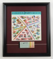 1965 Disneyland Custom Framed Vintage Attractions Map Display with Vintage Ticket Book at PristineAuction.com