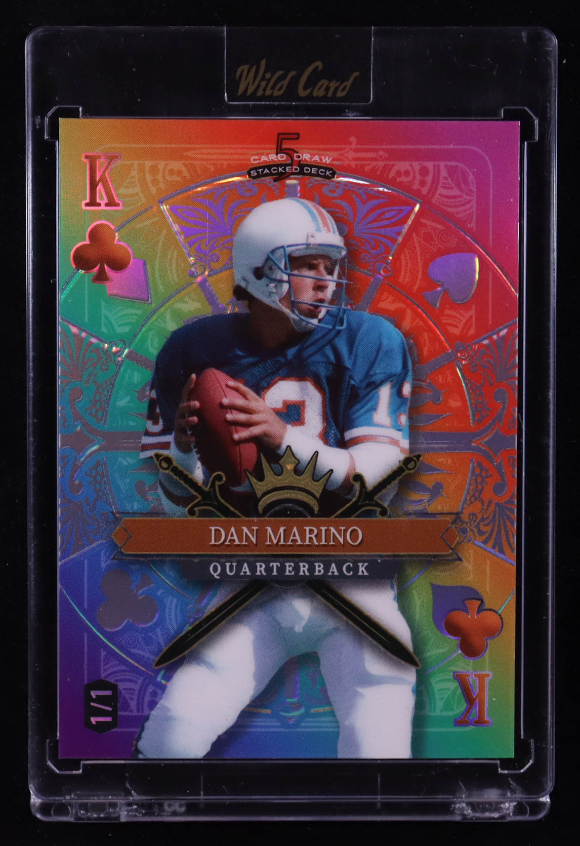 Dan Marino 2024 Wild Card 5 Card Draw Stacked Deck King Of Clubs #SDPC-DMN #1/1 at PristineAuction.com Dan Marino 2024 Wild Card 5 Card Draw Stacked Deck King Of Clubs #SDPC-DMN #1/1 at PristineAuction.com