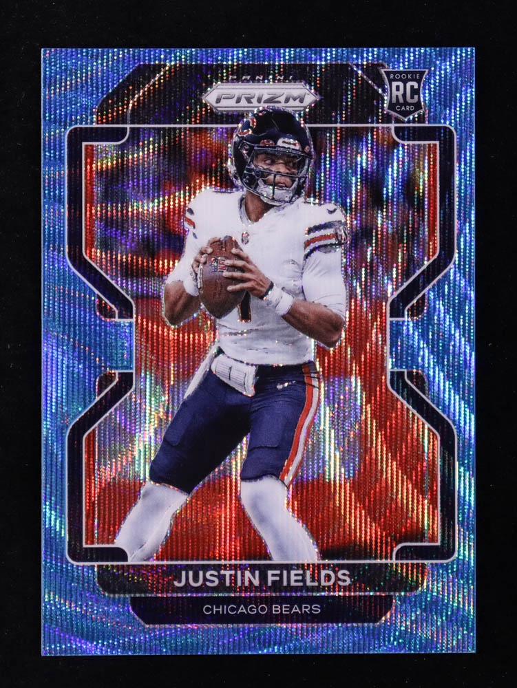 Justin Fields 2021 Panini Prizm Prizms Blue Wave #334 #003/199 RC