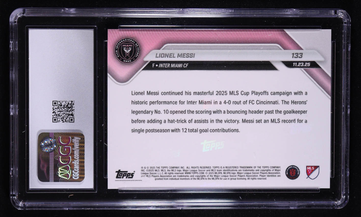 Lionel Messi 2025 Topps Now MLS #133 (CGC 10) at PristineAuction.com Lionel Messi 2025 Topps Now MLS #133 (CGC 10) at PristineAuction.com