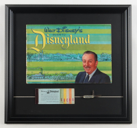 1964 Disneyland Custom Framed Vintage Guide Book Display with Vintage Ticket Book & Souvenir Pocket Knife at PristineAuction.com