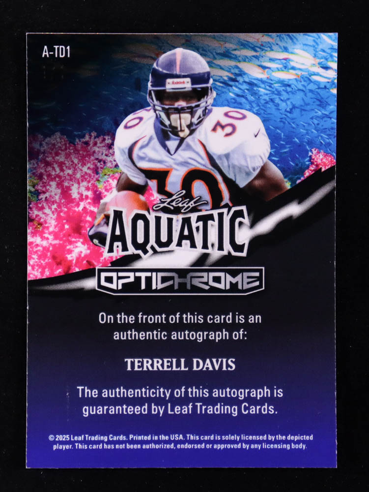 Terrell Davis 2025 Leaf Optichrome Aquatic Autographs Shimmer Clownfish #ATD1 #1/1 at PristineAuction.com Terrell Davis 2025 Leaf Optichrome Aquatic Autographs Shimmer Clownfish #ATD1 #1/1 at PristineAuction.com