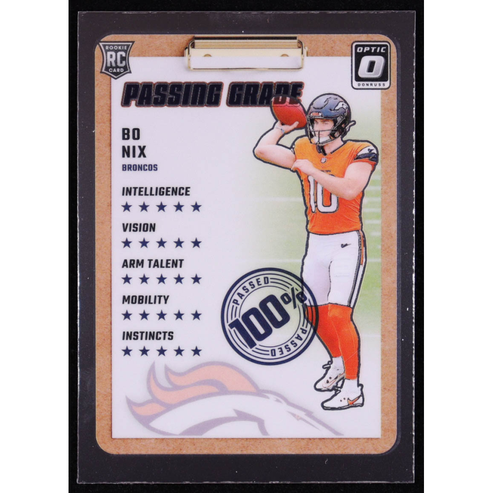 Bo Nix 2024 Donruss Optic Passing Grade #3 RC at PristineAuction.com