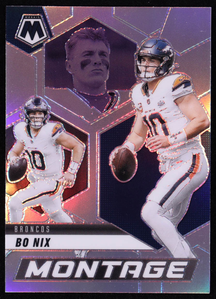 Bo Nix 2025 Panini Mosaic Montage Silver #24 at PristineAuction.com Bo Nix 2025 Panini Mosaic Montage Silver #24 at PristineAuction.com