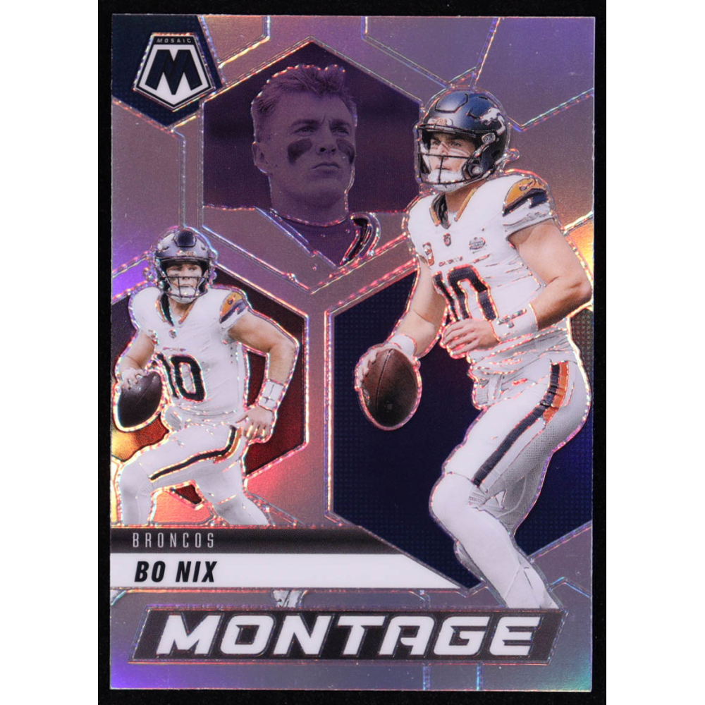 Bo Nix 2025 Panini Mosaic Montage Silver #24 at PristineAuction.com