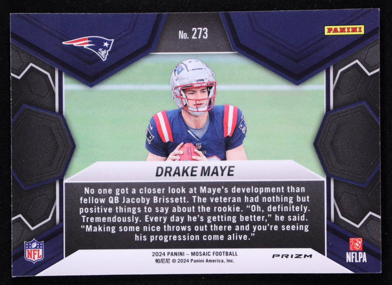 Drake Maye 2024 Panini Mosaic Mosaic Camo Pink #273 DEB RC at PristineAuction.com Drake Maye 2024 Panini Mosaic Mosaic Camo Pink #273 DEB RC at PristineAuction.com
