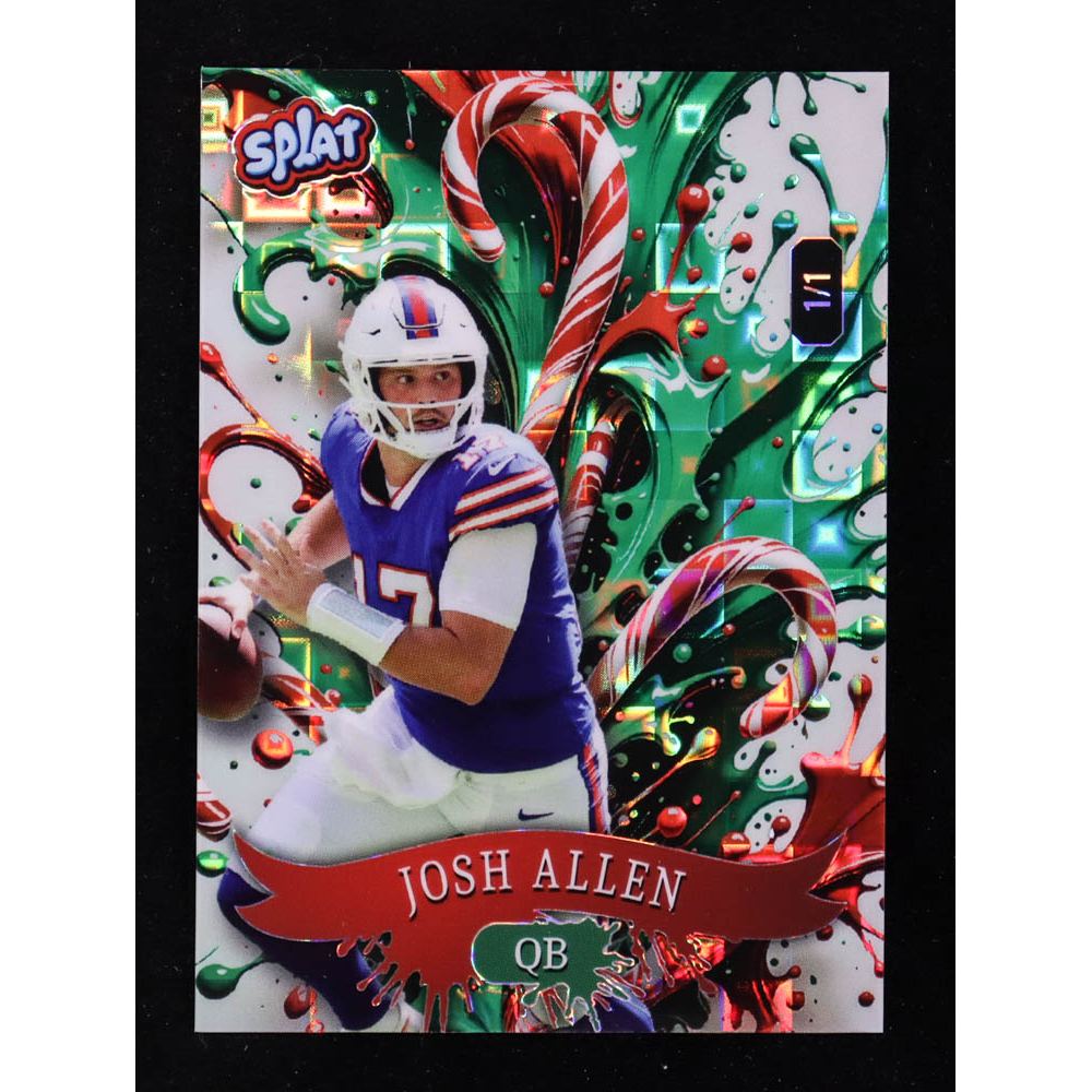 Josh Allen 2025 Wild Card Splat Background 4 Candy Canes Pandora #SCFCCA4-JA #1/1 at PristineAuction.com