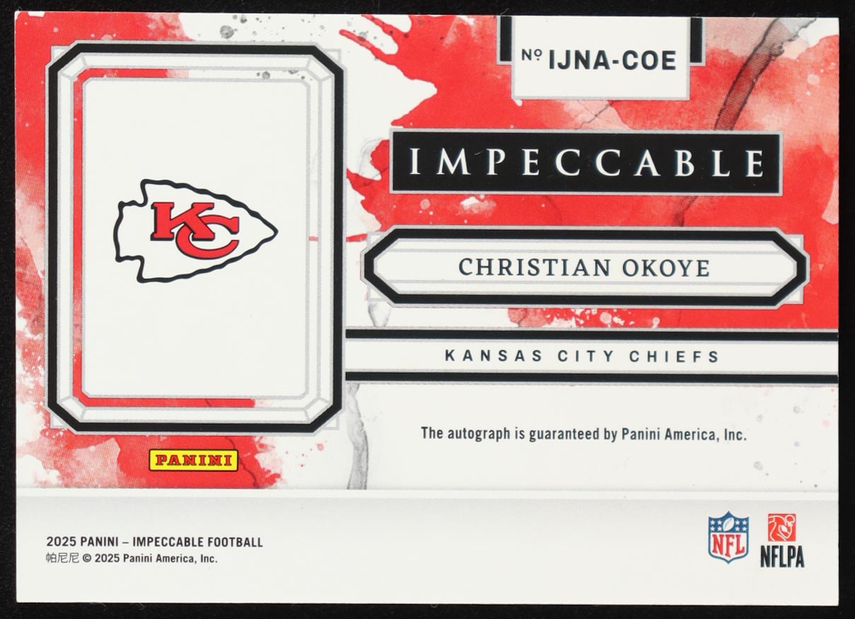 Christian Okoye 2025 Panini Impeccable Impeccable Jersey Number Autographs Gold #9 #1/5 at PristineAuction.com Christian Okoye 2025 Panini Impeccable Impeccable Jersey Number Autographs Gold #9 #1/5 at PristineAuction.com