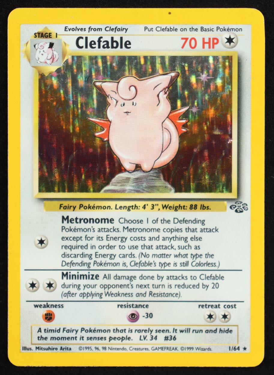 Clefable 1999 Pokemon Jungle Unlimited #1 Holo at PristineAuction.com Clefable 1999 Pokemon Jungle Unlimited #1 Holo at PristineAuction.com