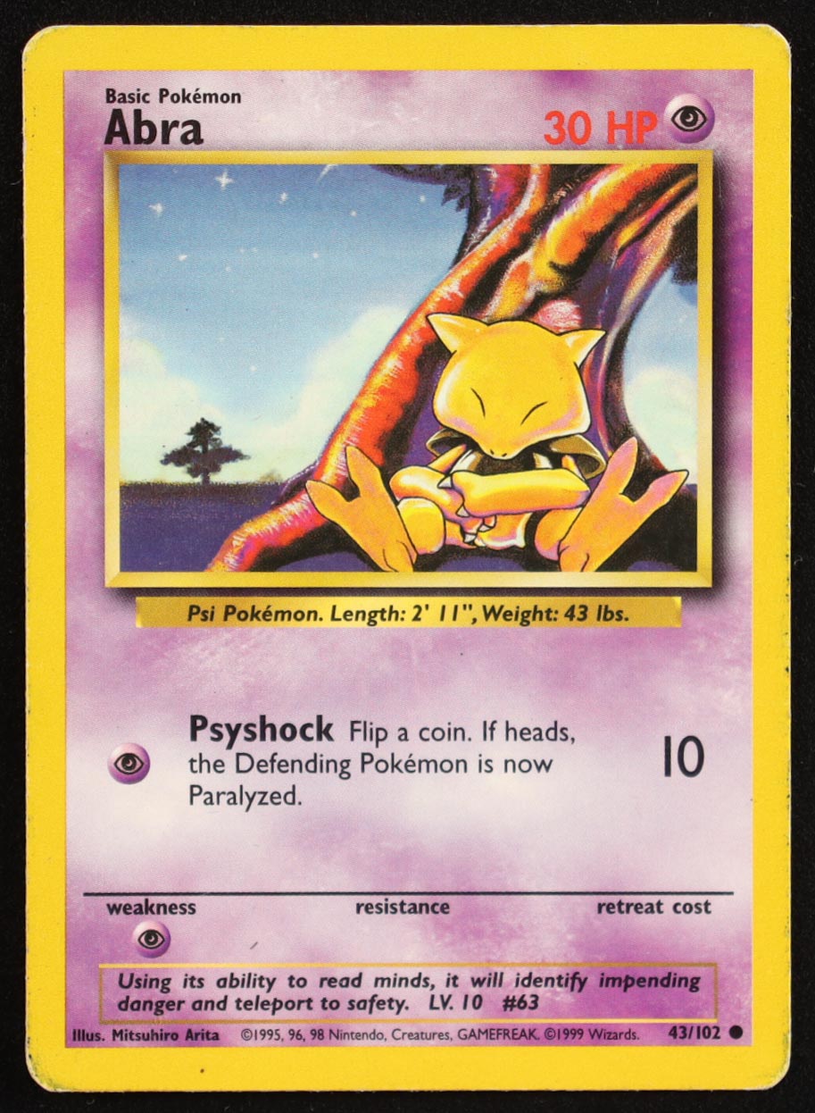 Abra 1999 Pokemon Base Unlimited #43 at PristineAuction.com Abra 1999 Pokemon Base Unlimited #43 at PristineAuction.com