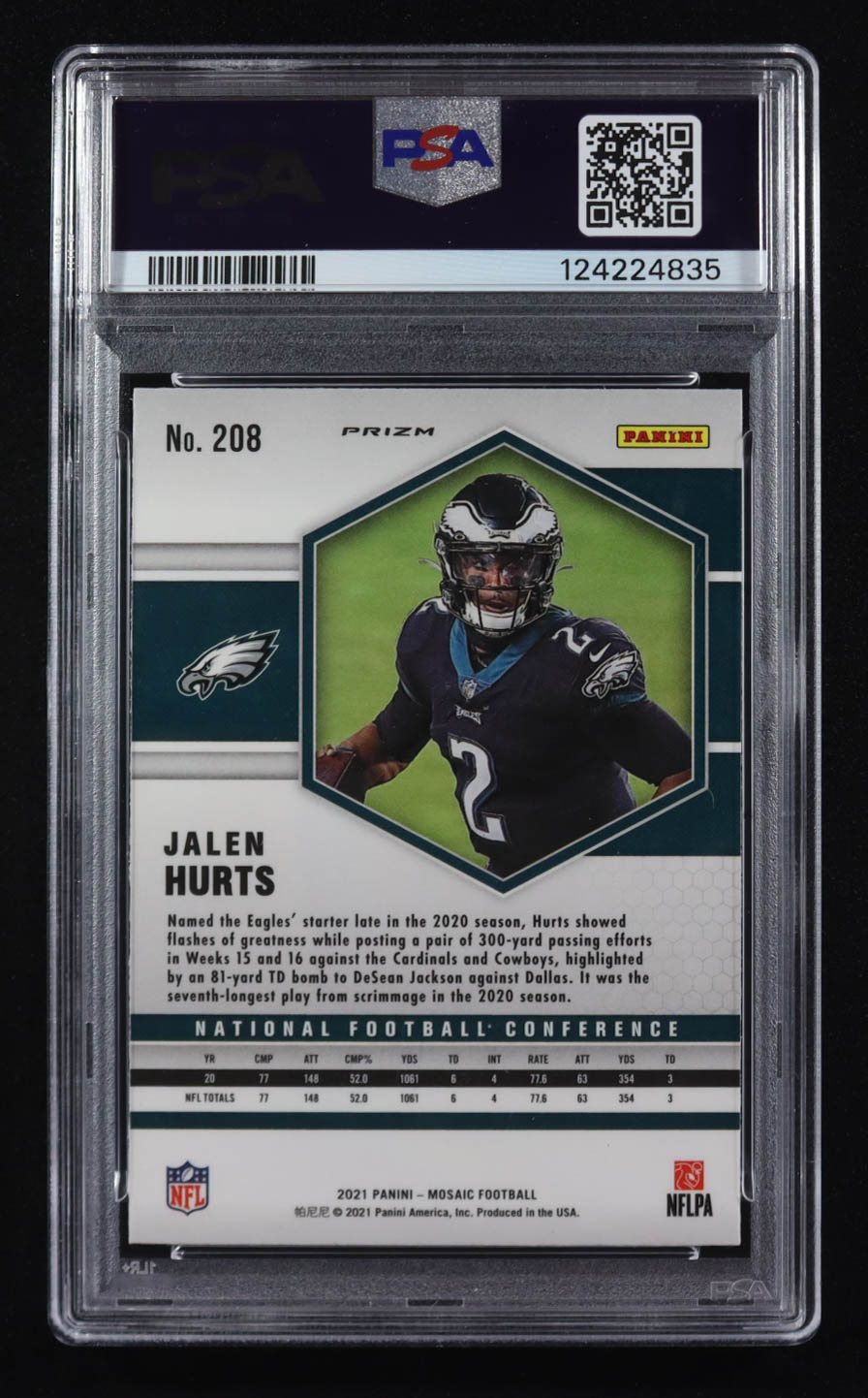 Jalen Hurts 2021 Panini Mosaic Reactive Orange #208 RC (PSA 10) at PristineAuction.com Jalen Hurts 2021 Panini Mosaic Reactive Orange #208 RC (PSA 10) at PristineAuction.com