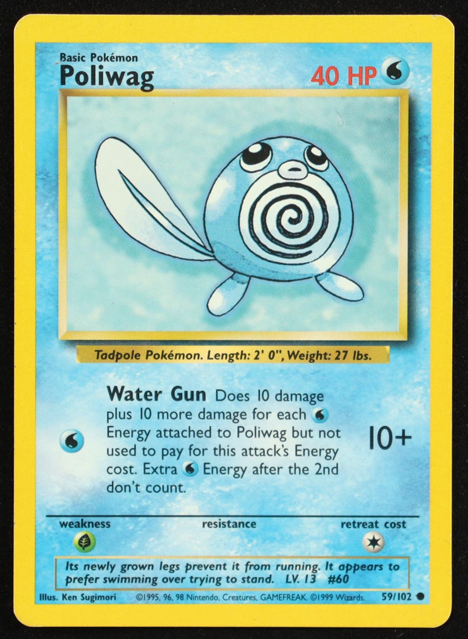 Poliwag 1999 Pokemon Base Unlimited #59 at PristineAuction.com Poliwag 1999 Pokemon Base Unlimited #59 at PristineAuction.com