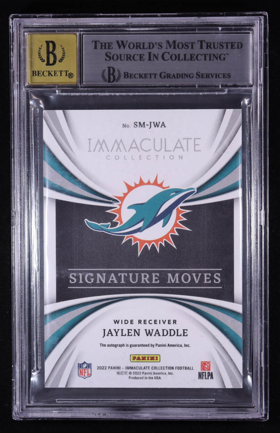 Jaylen Waddle 2022 Immaculate Collection Signature Moves #7 #10/25 (BGS 8) at PristineAuction.com Jaylen Waddle 2022 Immaculate Collection Signature Moves #7 #10/25 (BGS 8) at PristineAuction.com