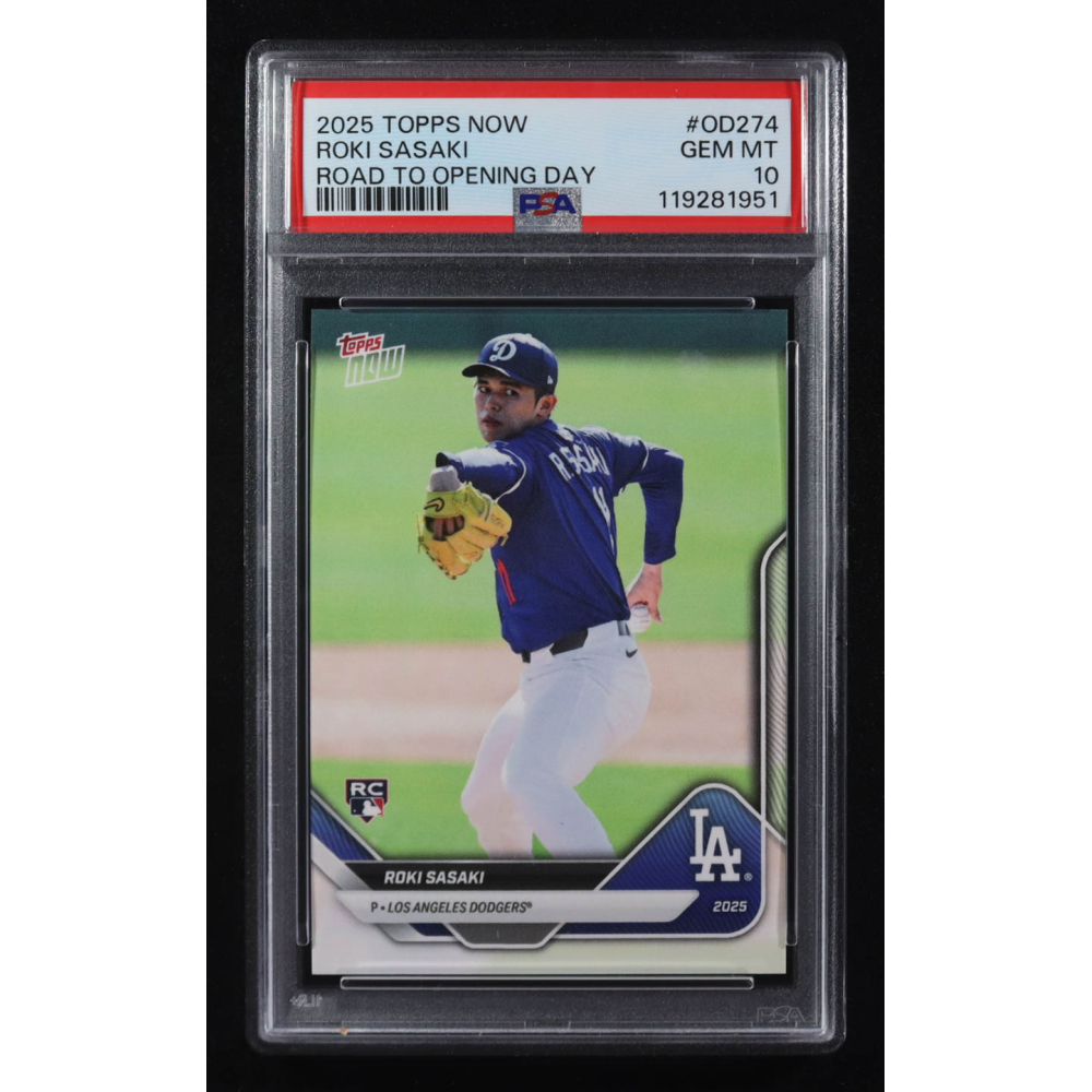 Roki Sasaki 2025 Topps Now Road To Opening Day #OD-274 RC (PSA 10) at PristineAuction.com