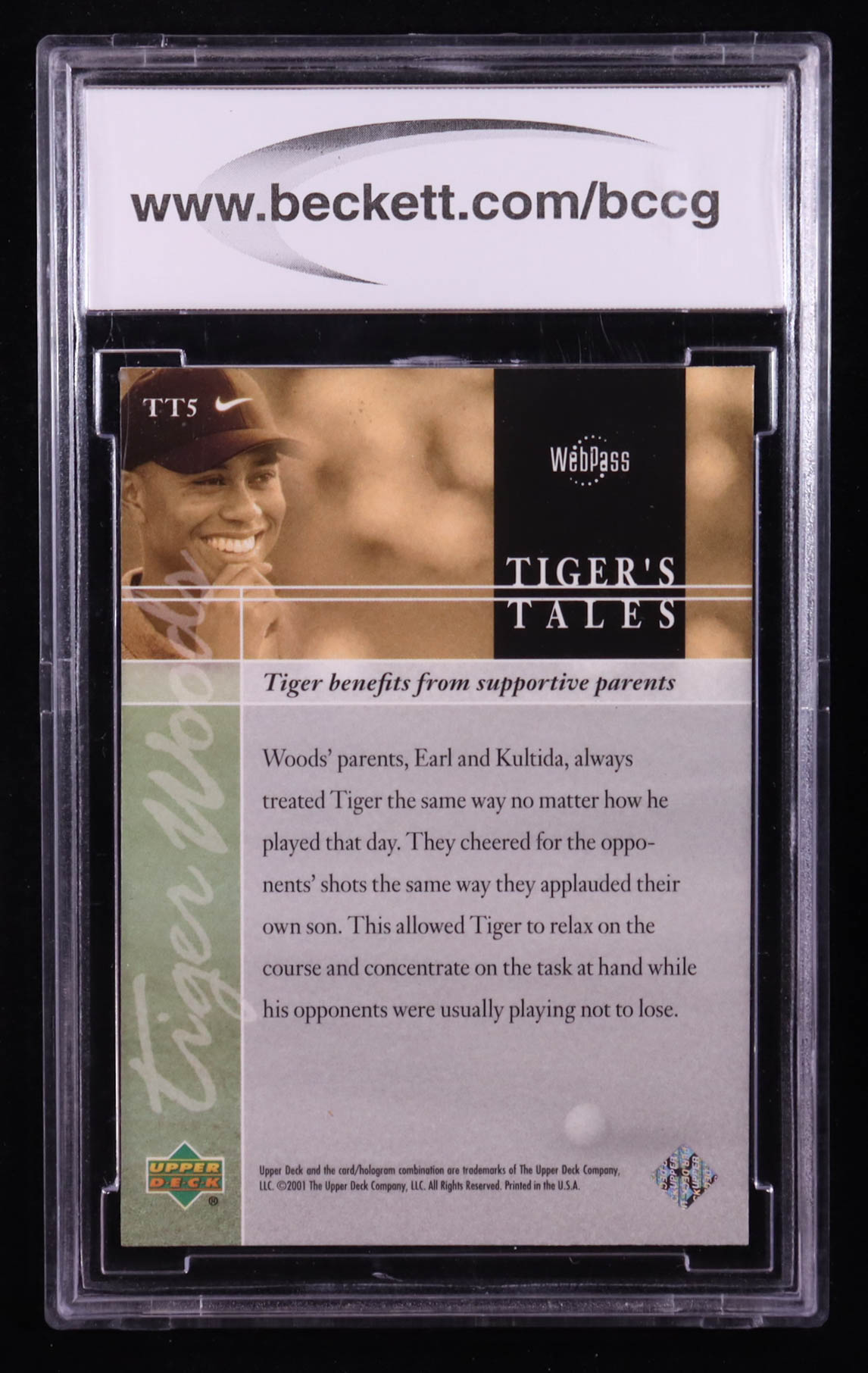 Tiger Woods 2001 Upper Deck Tiger's Tales #TT5 (BCCG 10) at PristineAuction.com Tiger Woods 2001 Upper Deck Tiger's Tales #TT5 (BCCG 10) at PristineAuction.com