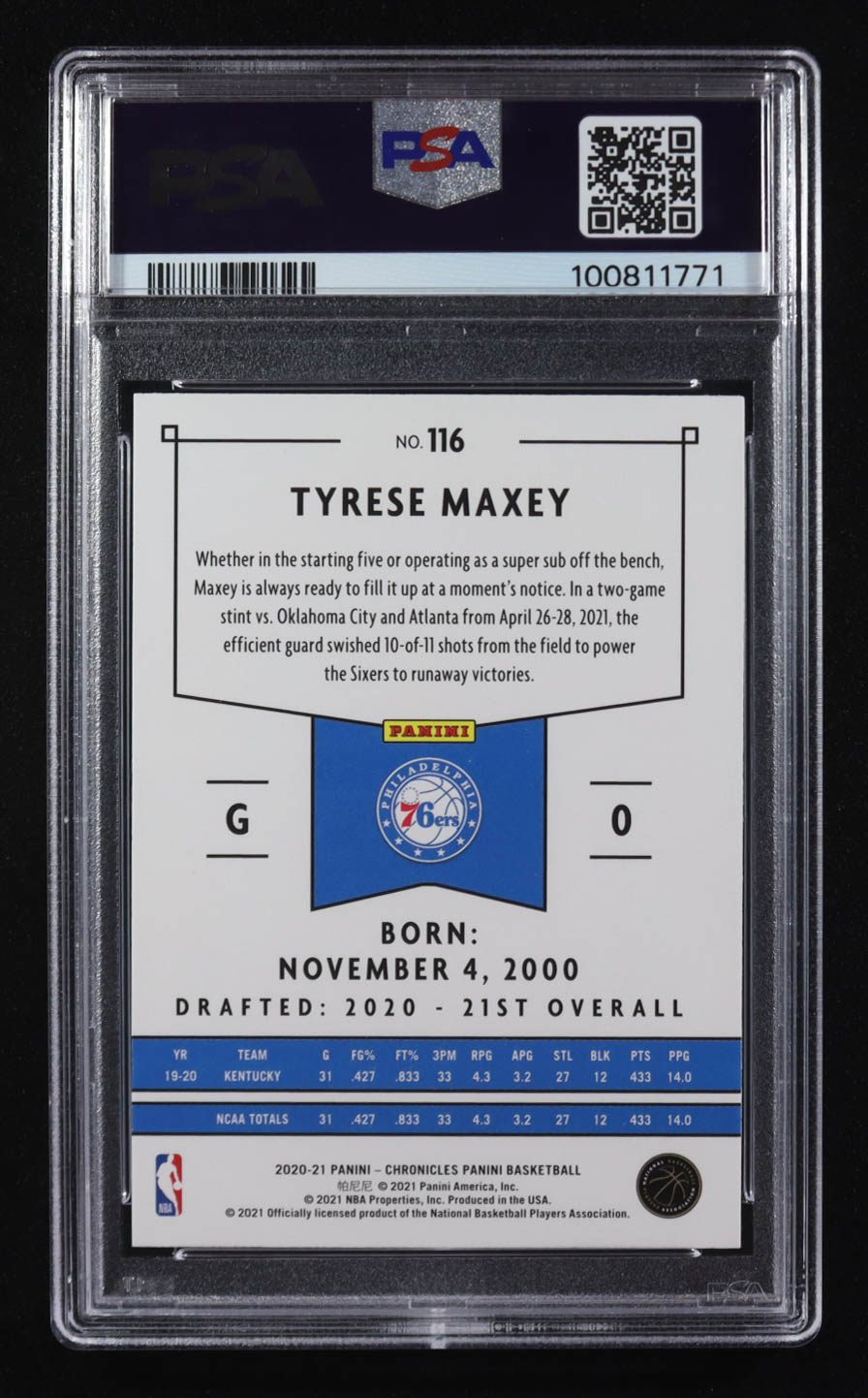 Tyrese Maxey 2020-21 Panini Chronicles Teal #116 RC (PSA 9) | Pristine ...