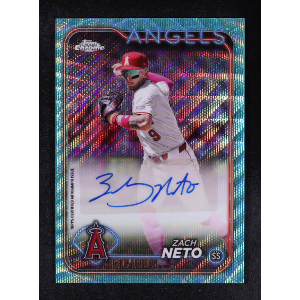 Zach Neto 2024 Topps Chrome Update Autographs Aqua Wave Refractors #ACZN #021/199 at PristineAuction.com