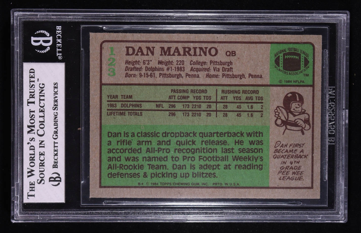Dan Marino 1984 Topps #123 RC (BGS 6) at PristineAuction.com Dan Marino 1984 Topps #123 RC (BGS 6) at PristineAuction.com
