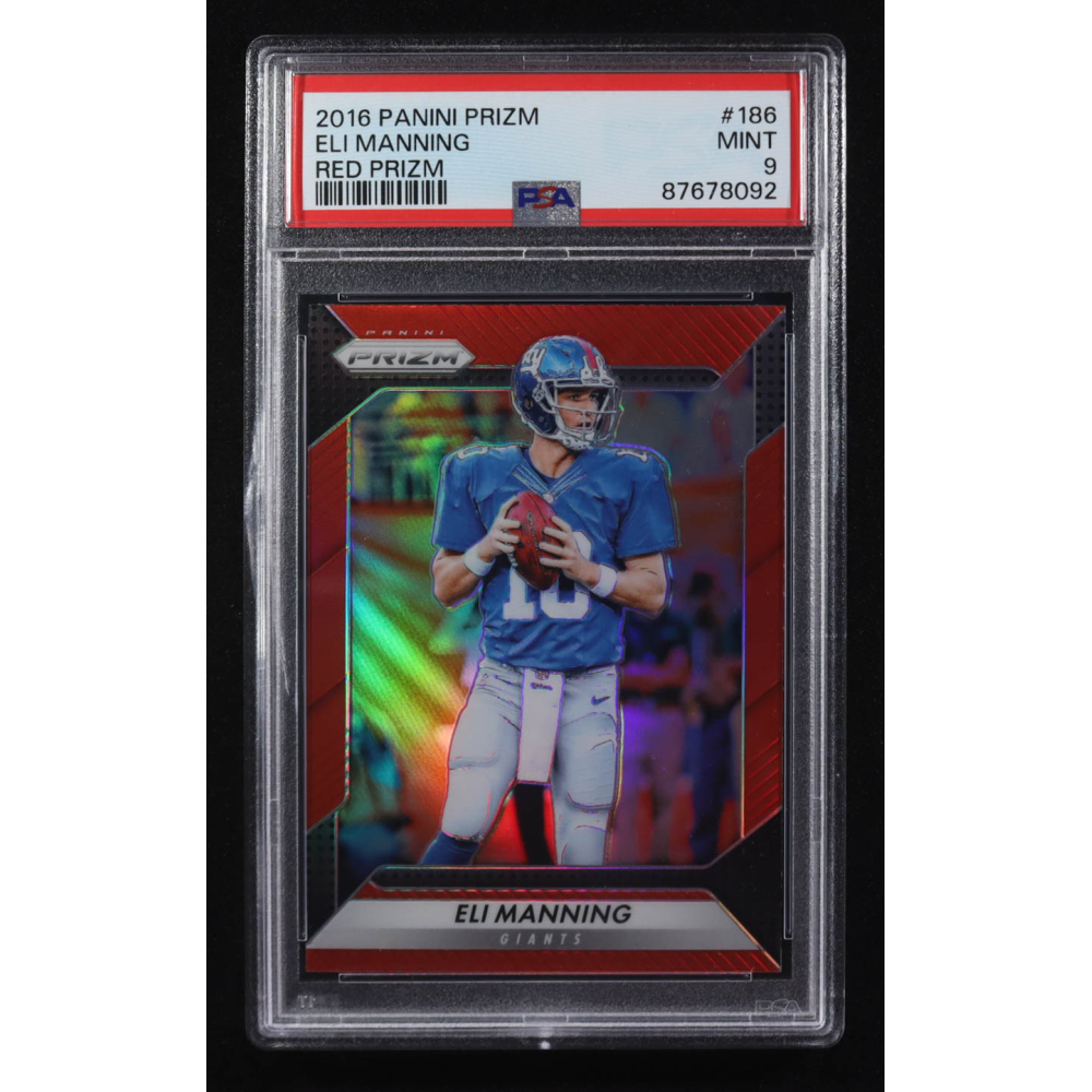 Eli Manning 2016 Panini Red Prizm #186 (PSA 9) at PristineAuction.com