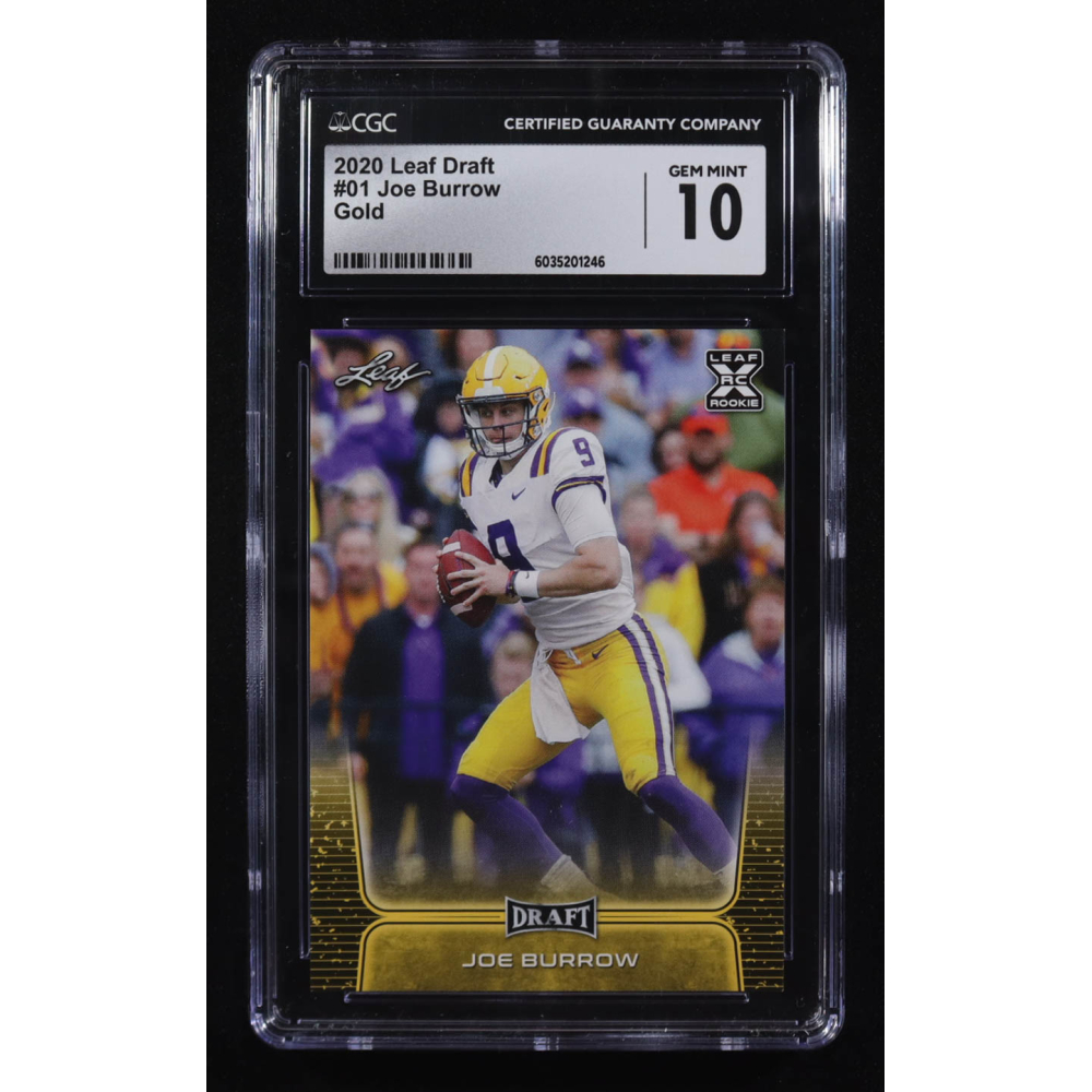 Joe Burrow 2020 Leaf Draft Gold XRC #01 RC (CGC 10) at PristineAuction.com