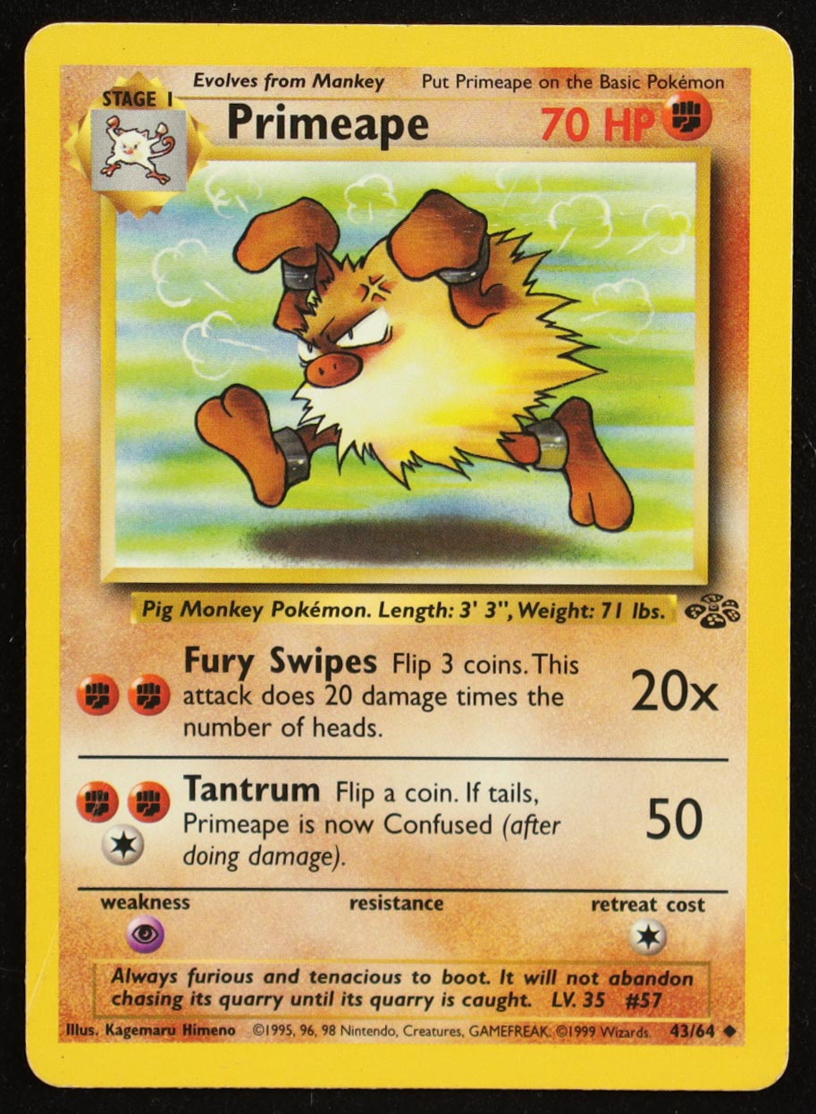 Primeape 1999 Pokemon Jungle Unlimited #43 at PristineAuction.com Primeape 1999 Pokemon Jungle Unlimited #43 at PristineAuction.com