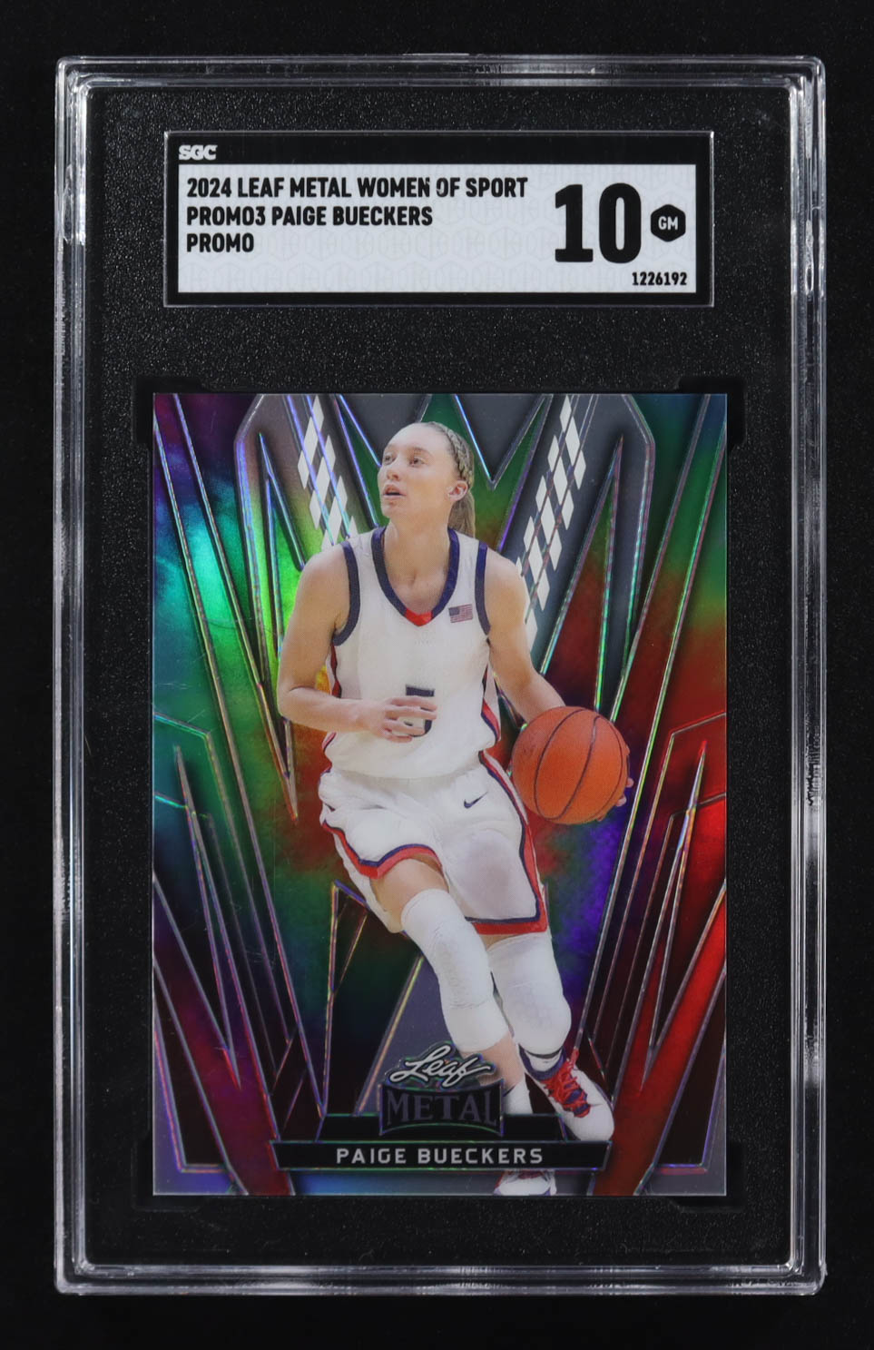 Paige Bueckers 2024 Leaf Metal Women Of Sport Promo #PROMO3 RC (SGC 10) at PristineAuction.com Paige Bueckers 2024 Leaf Metal Women Of Sport Promo #PROMO3 RC (SGC 10) at PristineAuction.com
