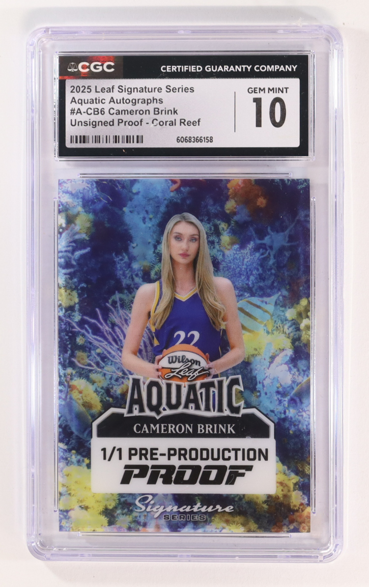 Cameron Brink 2025 Leaf Signature Series Aquatic Autographs Unsigned Proof Coral Reef #A-CB6 #1/1 (CGC 10) at PristineAuction.com Cameron Brink 2025 Leaf Signature Series Aquatic Autographs Unsigned Proof Coral Reef #A-CB6 #1/1 (CGC 10) at PristineAuction.com