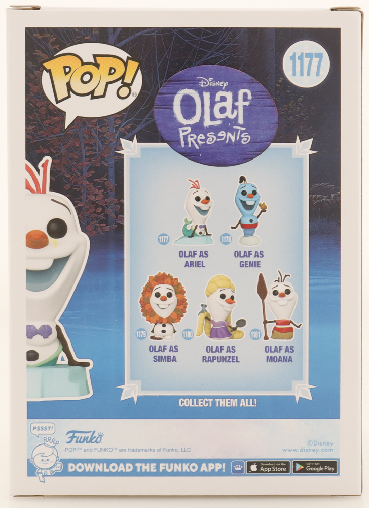 Josh Gad Signed "Disney Olaf Presents" #1177 Olaf As Ariel Funko Pop! Vinyl Figure Inscribed "-Olaf" (Beckett) at PristineAuction.com Josh Gad Signed "Disney Olaf Presents" #1177 Olaf As Ariel Funko Pop! Vinyl Figure Inscribed "-Olaf" (Beckett) at PristineAuction.com
