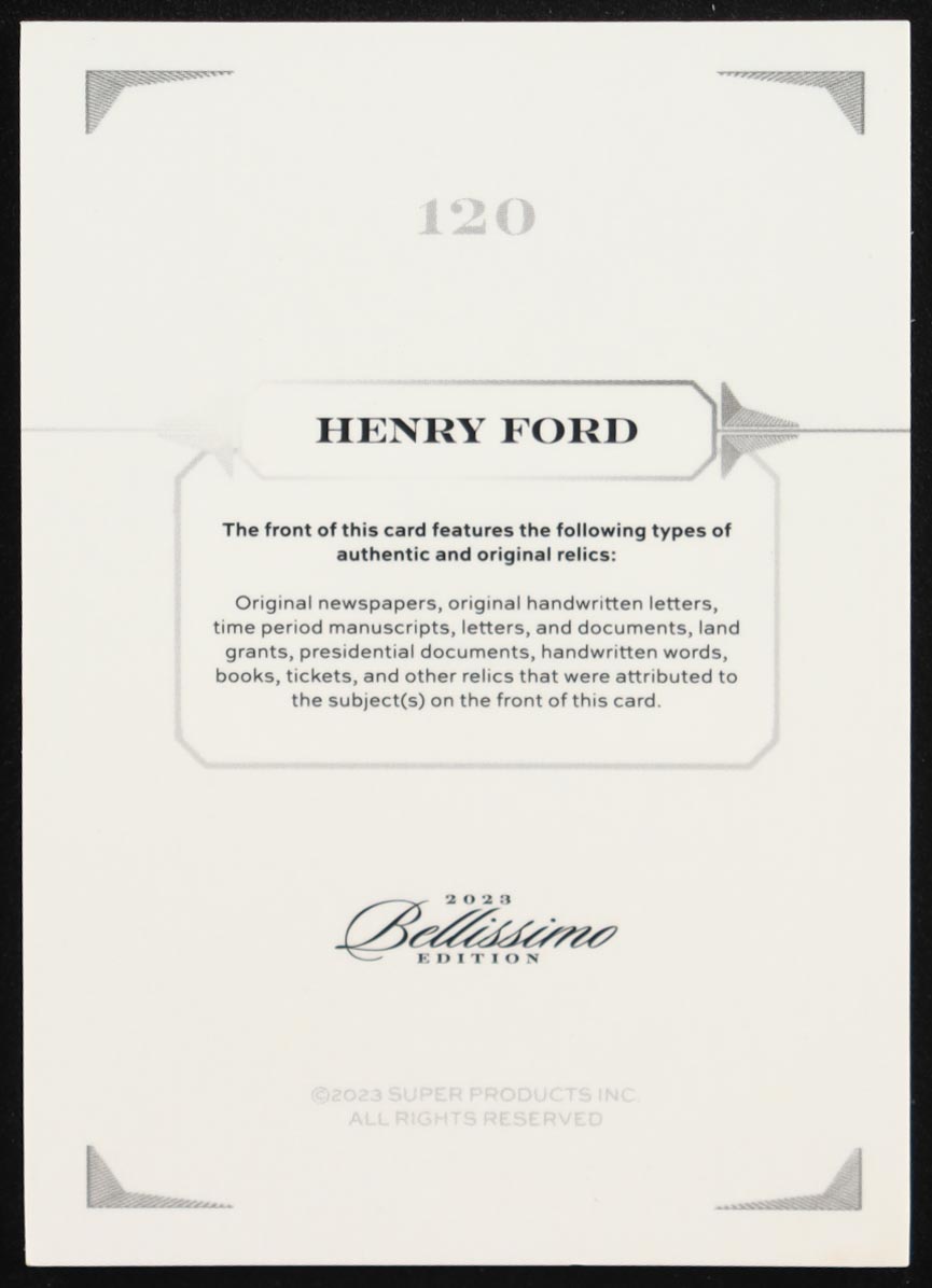 Henry Ford 2023 SuperProducts Bellissimo Edition #120 #49/99 at PristineAuction.com Henry Ford 2023 SuperProducts Bellissimo Edition #120 #49/99 at PristineAuction.com